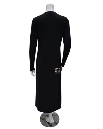 Sparrow S6028 Black Long Sleeve 50" Midi Shell Dress myselflingerie.com